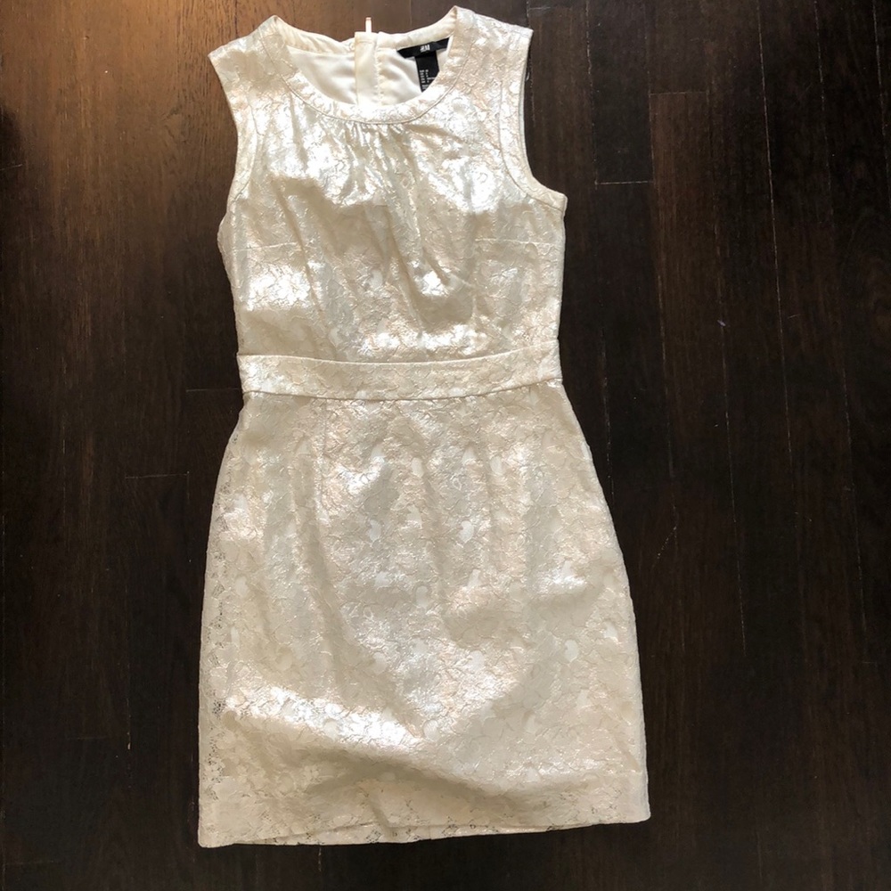 H&M white metallic dress